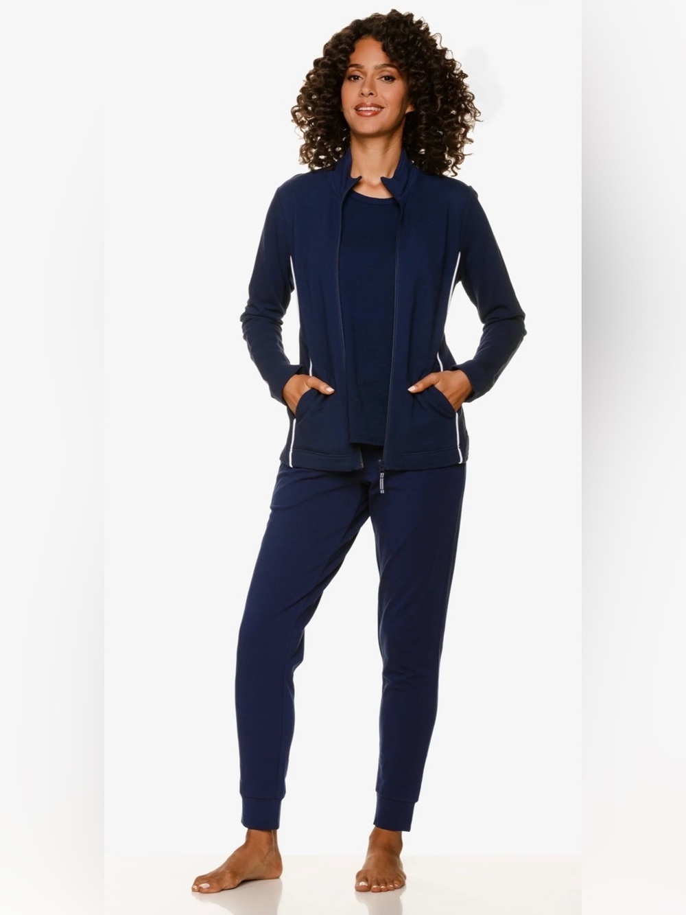 HELEN JON woman long sleeve zipper front navy blue size medium sport jacket - Picture 2 of 8